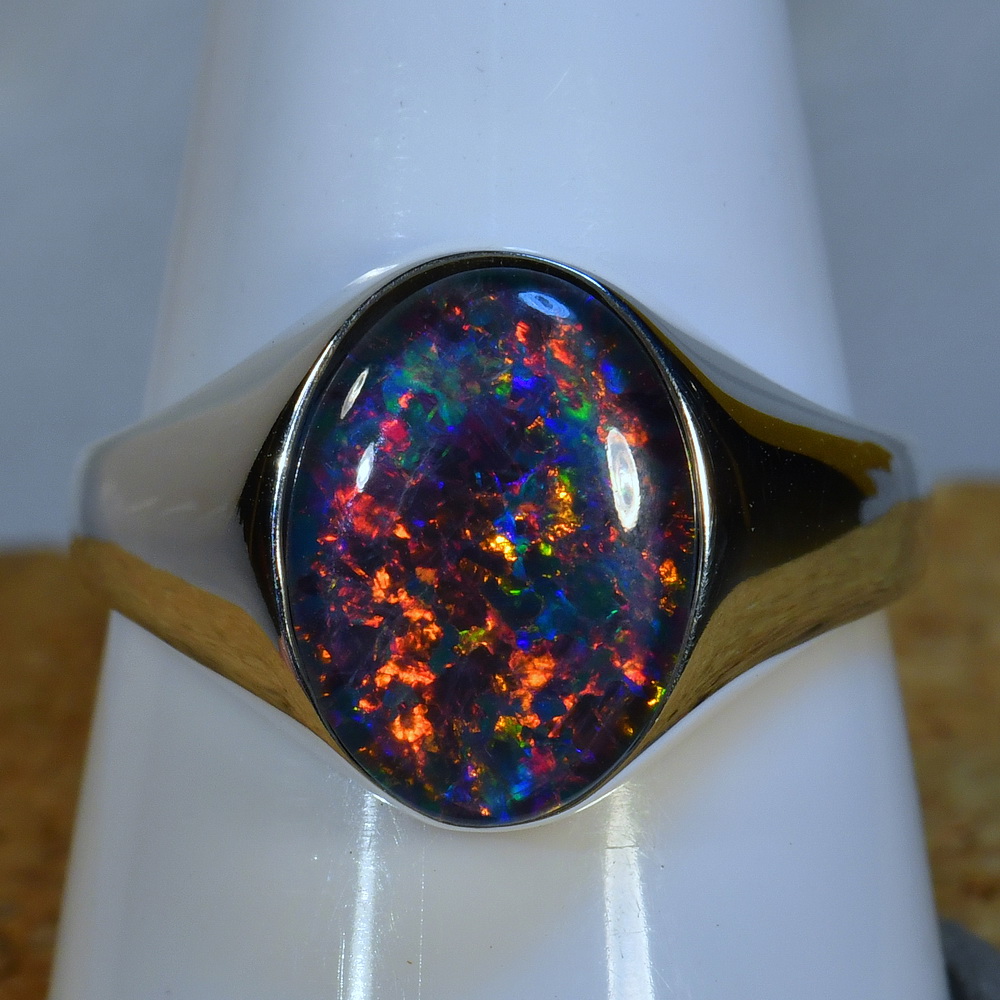 Awesome Genuine Australian opal Solid Sterling Silver ring (15642 ...