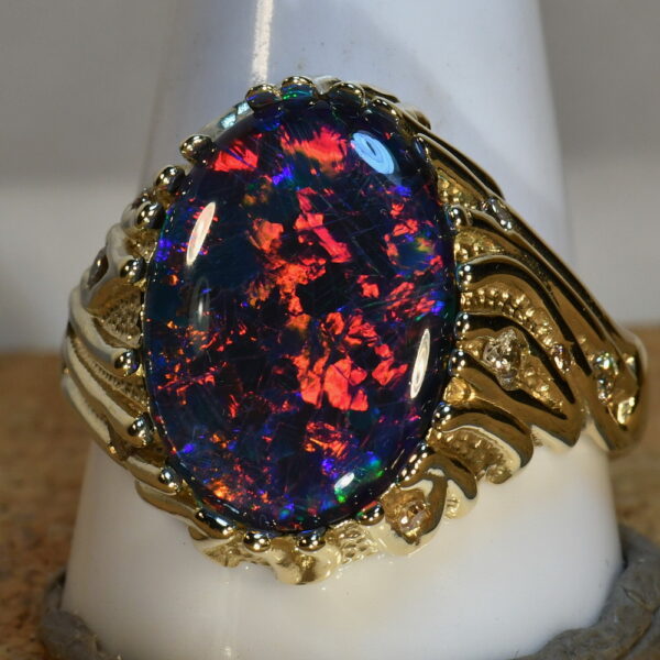 Natural Black Opal Ring 18k White Gold & Genuine Diamond 3.58tw RARE Coober  Pedy Mine Black Opal Triple… | Black opal ring, Engagement rings opal,  Natural opal ring