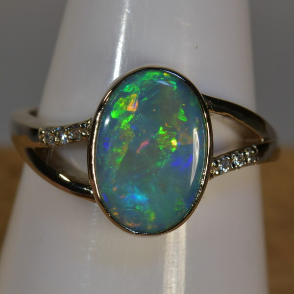Solid Black Crystal Opal Solid 18k white gold & diamond dress ...