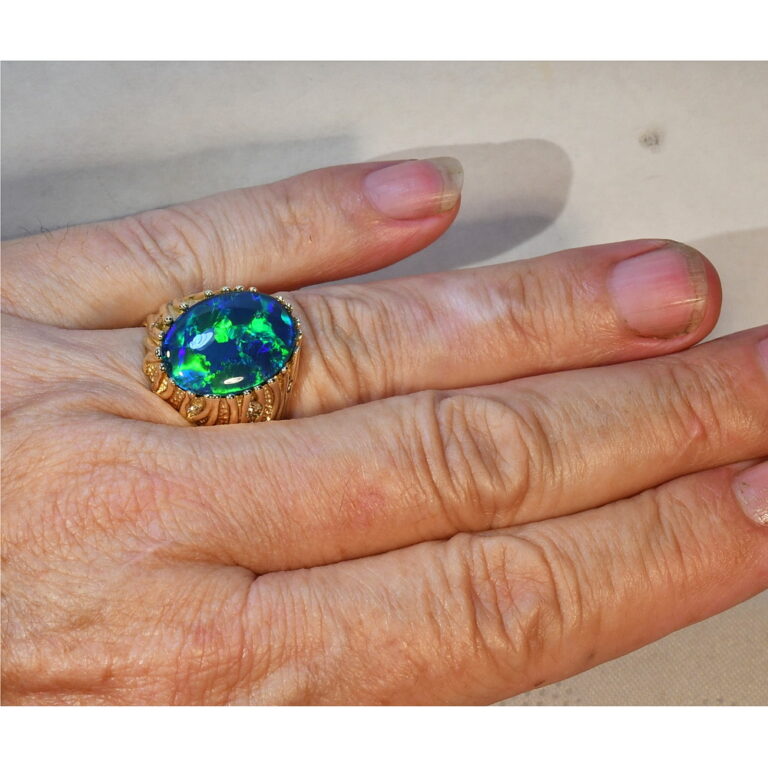 BIG Stunning Australian Opal Solid 14k Gold Mans Ring 16278 Just Opal   16278b 1 768x768 